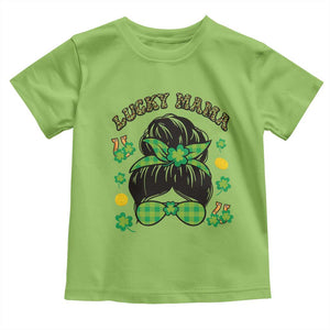 Funny St Patricks Day Toddler T Shirt Lucky Mama Messy Bun Mom TS02 Lime Print Your Wear