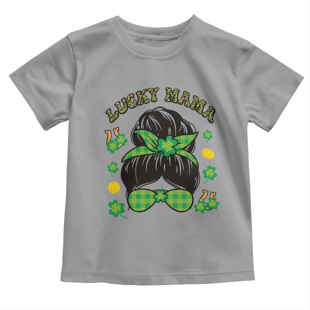 Funny St Patricks Day Toddler T Shirt Lucky Mama Messy Bun Mom TS02 Sport Gray Print Your Wear