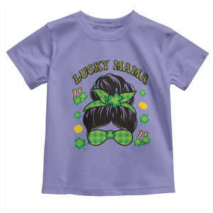 Funny St Patricks Day Toddler T Shirt Lucky Mama Messy Bun Mom TS02 Violet Print Your Wear