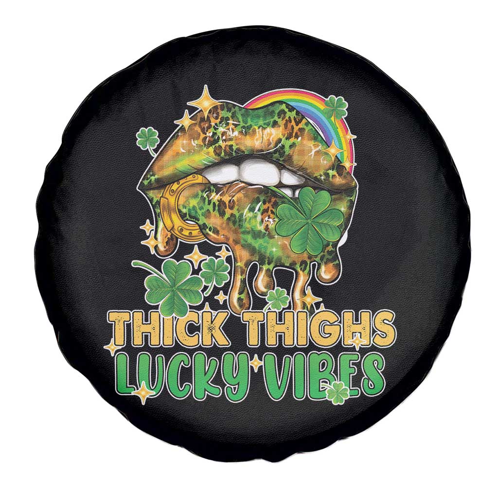 Funny St Patricks Day Women Spare Tire Cover Thick Thighs Lucky Vibes Leopard Biting Lips TS02 Print Your Wear