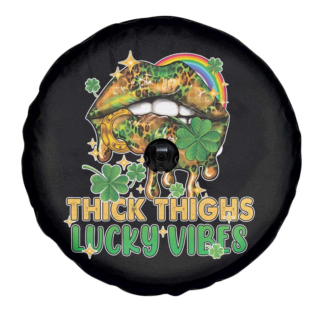 Funny St Patricks Day Women Spare Tire Cover Thick Thighs Lucky Vibes Leopard Biting Lips TS02 Print Your Wear