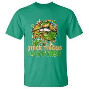 Funny St. Patricks Day Women T Shirt Thick Thighs Lucky Vibes Leopard Biting Lips TS02 Irish Green Printyourwear