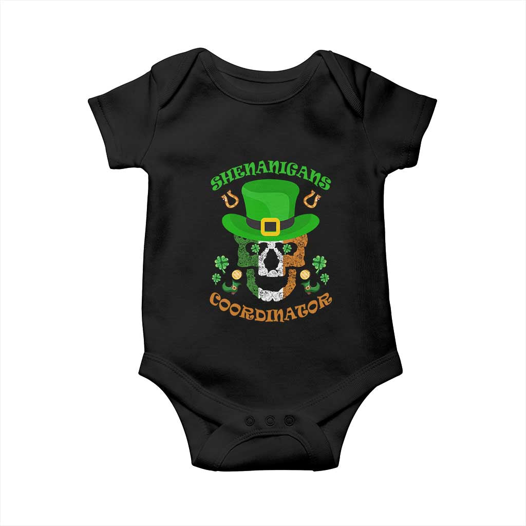Irish Skull Baby Onesie Shenanigans Coordinator St Patrick's Day TS02 Black Print Your Wear