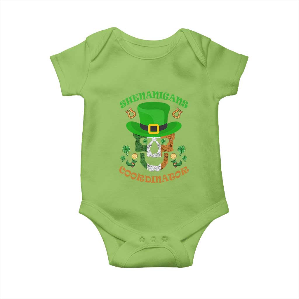 Irish Skull Baby Onesie Shenanigans Coordinator St Patrick's Day TS02 Lime Print Your Wear