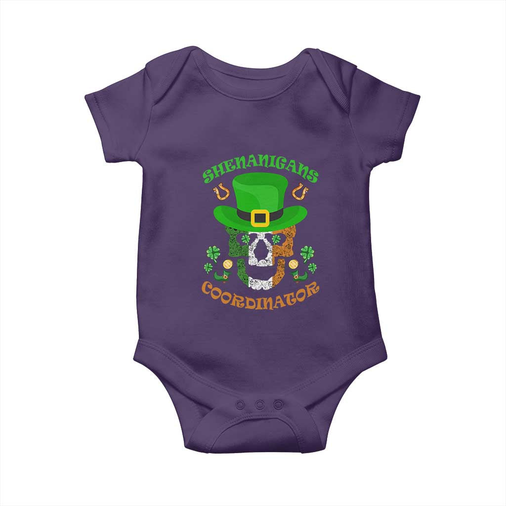 Irish Skull Baby Onesie Shenanigans Coordinator St Patrick's Day TS02 Purple Print Your Wear