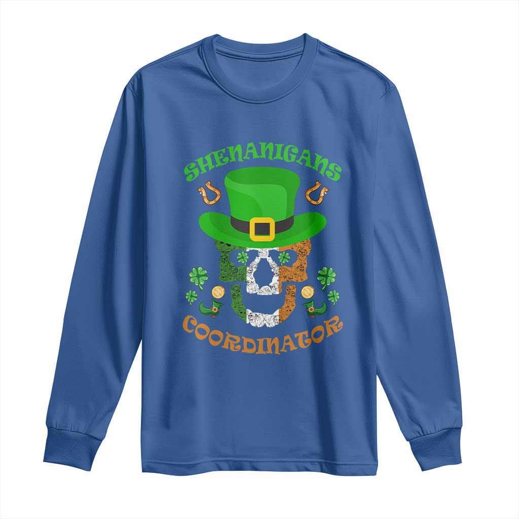 Irish Skull Long Sleeve Shirt Shenanigans Coordinator St Patrick's Day TS02 Royal Blue Print Your Wear