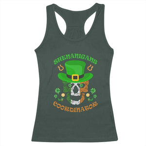 Irish Skull Racerback Tank Top Shenanigans Coordinator St Patrick's Day TS02 Dark Forest Green Print Your Wear