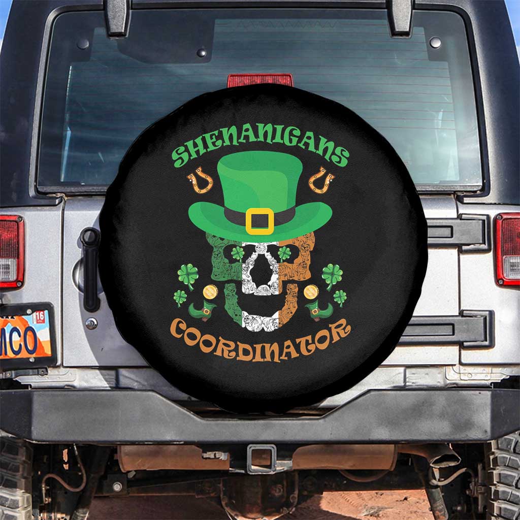Irish Skull Spare Tire Cover Shenanigans Coordinator St Patrick's Day TS02 No hole Black Print Your Wear