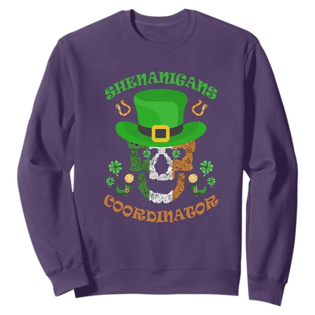 Bull Dog Skull Sweatshirt Shenanigans Coordinator St Patrick's Day TS02 Purple Printyourwear
