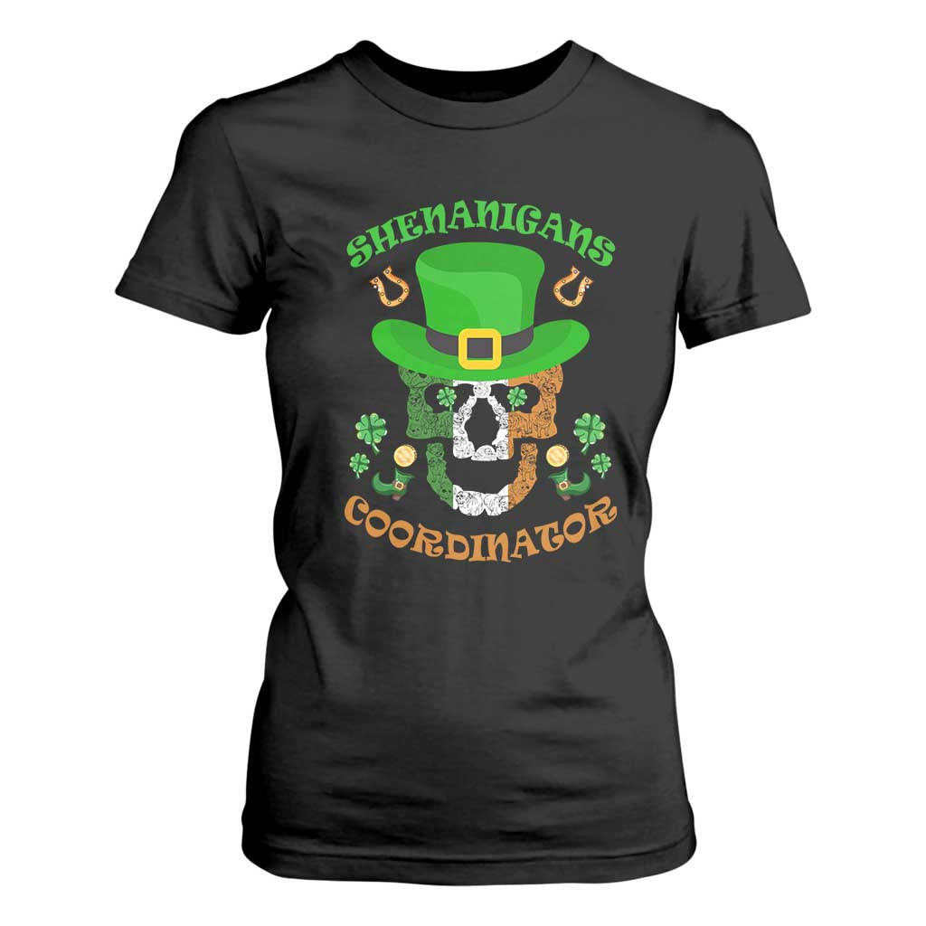Irish Skull T Shirt For Women Shenanigans Coordinator St Patrick's Day TS02 Black Print Your Wear