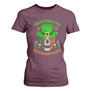 Irish Skull T Shirt For Women Shenanigans Coordinator St Patrick's Day TS02 Maroon Print Your Wear
