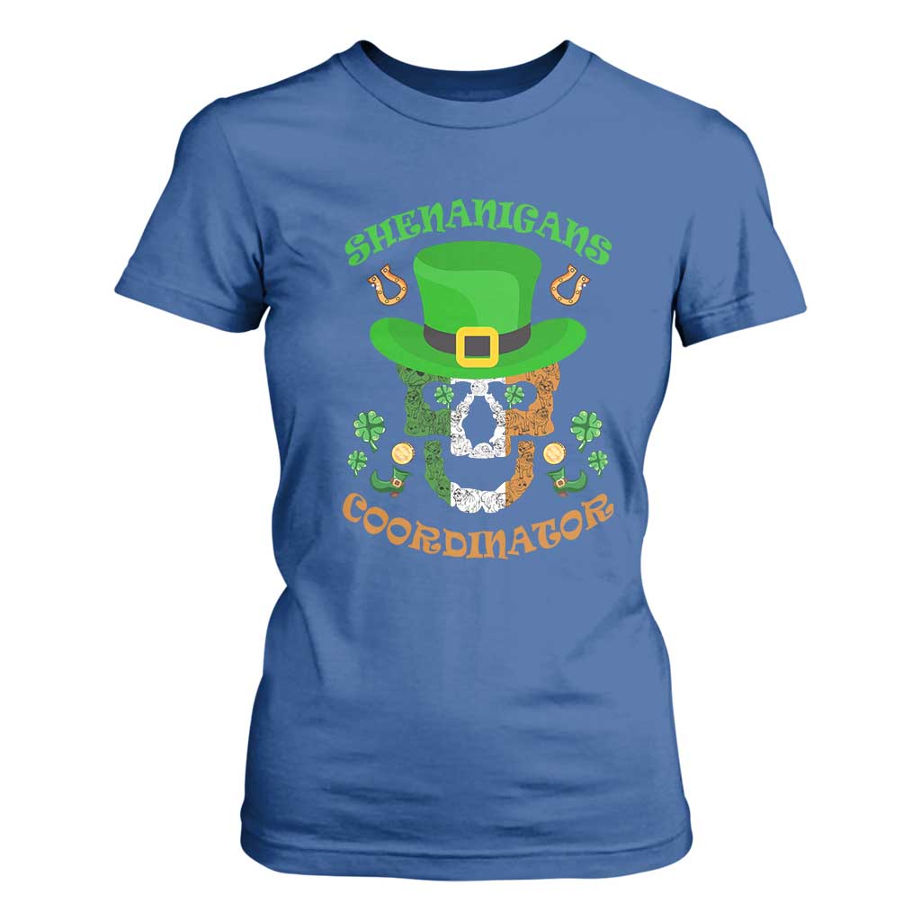 Irish Skull T Shirt For Women Shenanigans Coordinator St Patrick's Day TS02 Royal Blue Print Your Wear