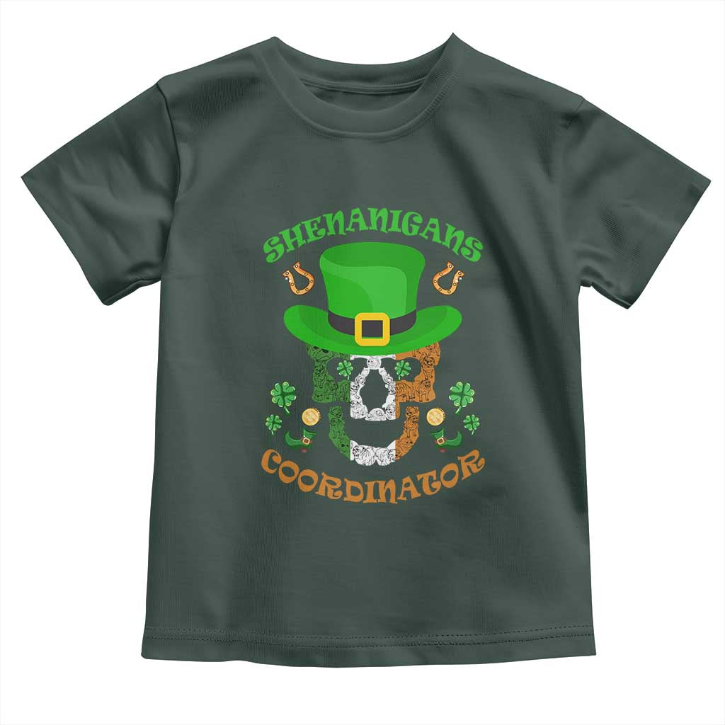 Irish Skull Toddler T Shirt Shenanigans Coordinator St Patrick's Day TS02 Dark Forest Green Print Your Wear