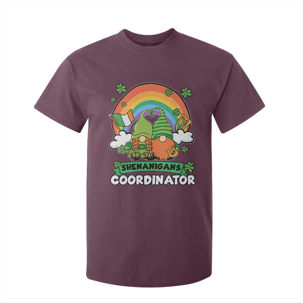 Cute St Patricks Day T Shirt For Kid Shenanigans Coordinator Gnomes Rainbow TS02 Maroon Print Your Wear