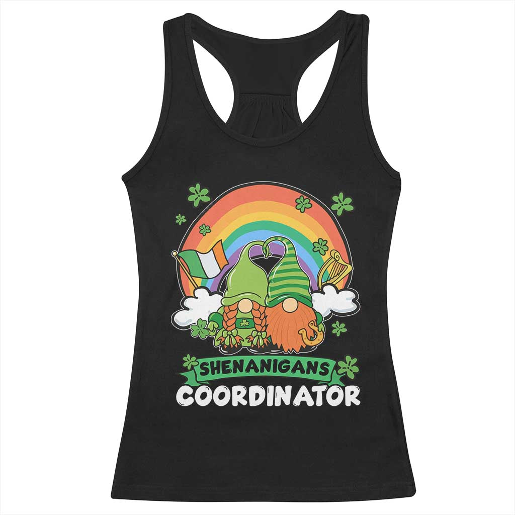 Cute St Patricks Day Racerback Tank Top Shenanigans Coordinator Gnomes Rainbow TS02 Black Print Your Wear