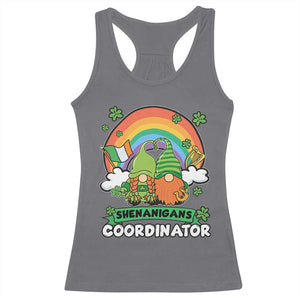 Cute St Patricks Day Racerback Tank Top Shenanigans Coordinator Gnomes Rainbow TS02 Charcoal Print Your Wear