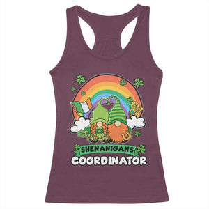 Cute St Patricks Day Racerback Tank Top Shenanigans Coordinator Gnomes Rainbow TS02 Maroon Print Your Wear
