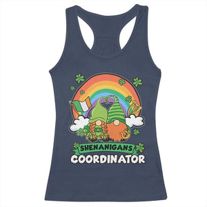 Cute St Patricks Day Racerback Tank Top Shenanigans Coordinator Gnomes Rainbow TS02 Navy Print Your Wear