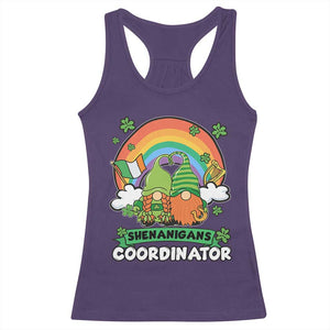 Cute St Patricks Day Racerback Tank Top Shenanigans Coordinator Gnomes Rainbow TS02 Purple Print Your Wear
