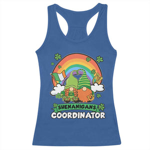 Cute St Patricks Day Racerback Tank Top Shenanigans Coordinator Gnomes Rainbow TS02 Royal Blue Print Your Wear