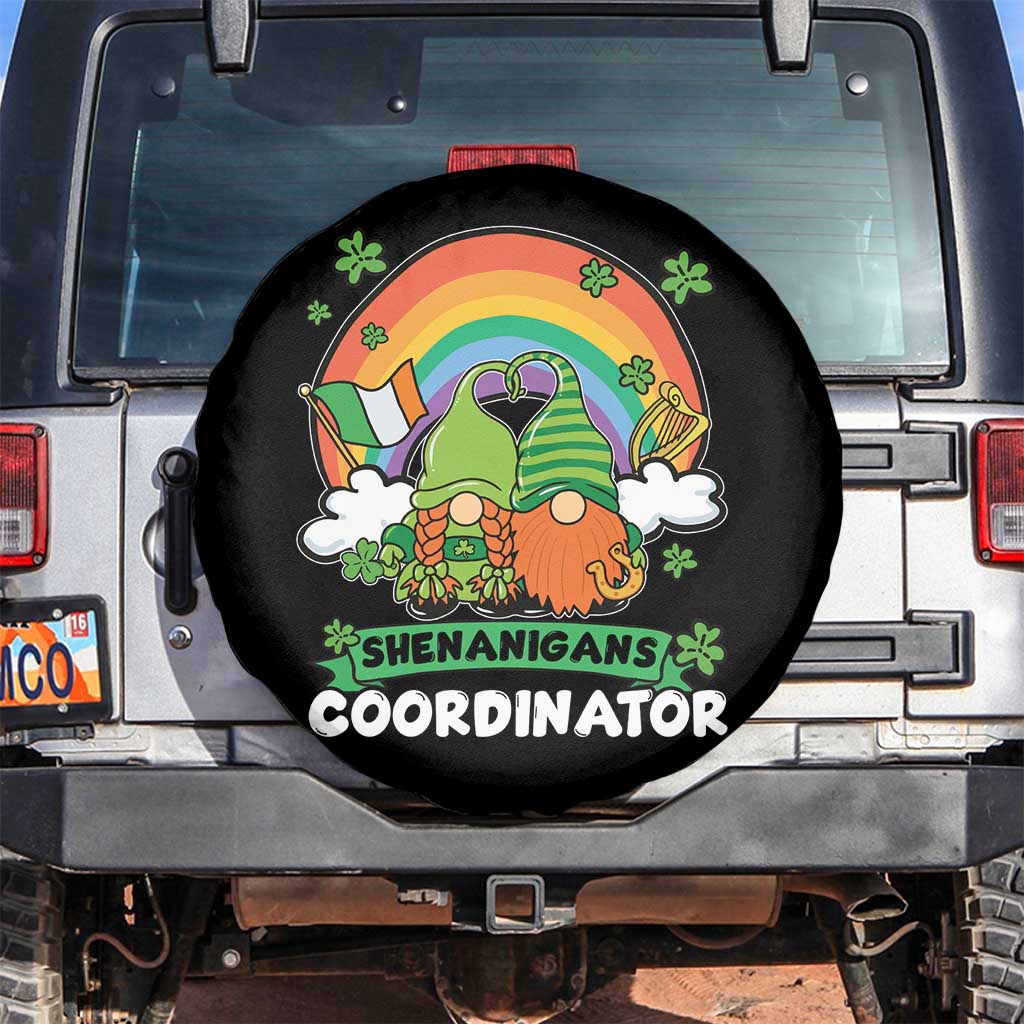 Cute St Patricks Day Spare Tire Cover Shenanigans Coordinator Gnomes Rainbow TS02 No hole Black Print Your Wear
