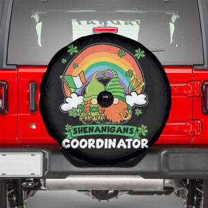 Cute St Patricks Day Spare Tire Cover Shenanigans Coordinator Gnomes Rainbow TS02 Black Print Your Wear