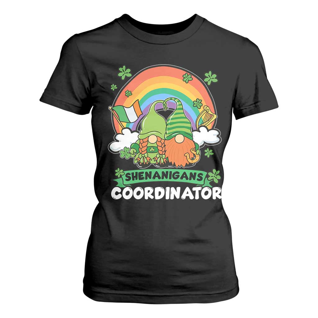 Cute St Patricks Day T Shirt For Women Shenanigans Coordinator Gnomes Rainbow TS02 Black Print Your Wear