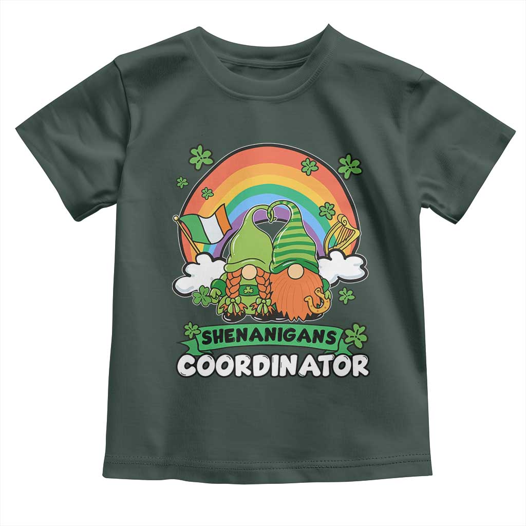 Cute St Patricks Day Toddler T Shirt Shenanigans Coordinator Gnomes Rainbow TS02 Dark Forest Green Print Your Wear
