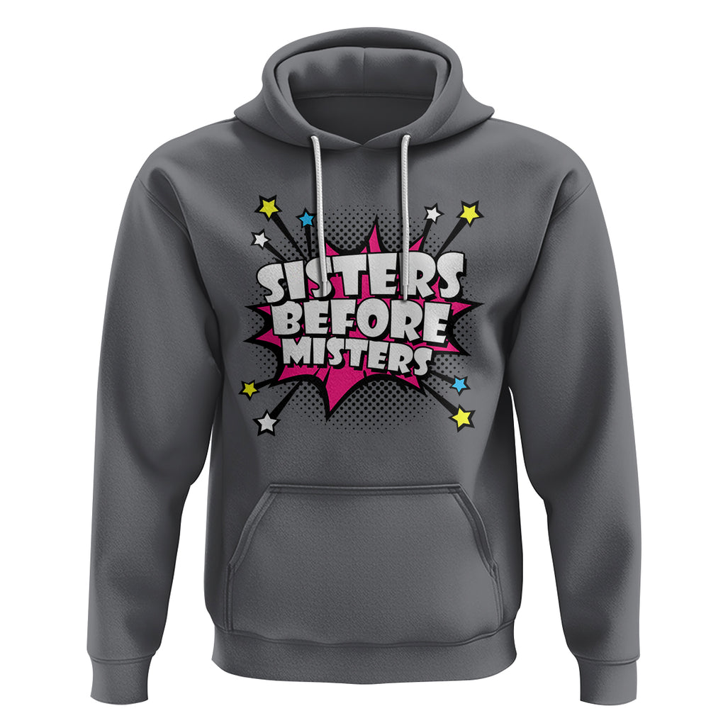Galentine's Day Hoodie Sisters Before Misters Retro TS02 Charcoal Printyourwear