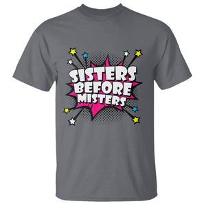 Galentine's Day T Shirt Sisters Before Misters Retro TS02 Charcoal Printyourwear