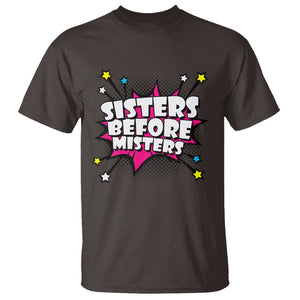Galentine's Day T Shirt Sisters Before Misters Retro TS02 Dark Chocolate Printyourwear