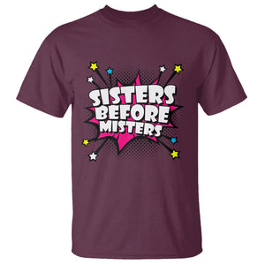 Galentine's Day T Shirt Sisters Before Misters Retro TS02 Maroon Printyourwear