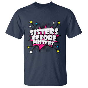 Galentine's Day T Shirt Sisters Before Misters Retro TS02 Navy Printyourwear