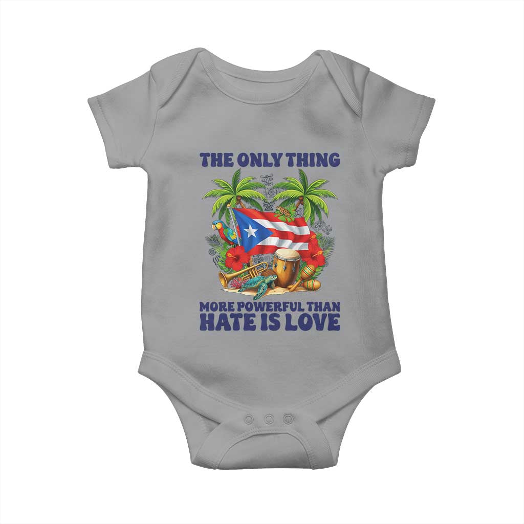 The Only Thing More Powerful Than Hate Is Love Puerto Rico Baby Onesie Unity and Love Boricua Heritage Pride TS02 Sport Gray Print Your Wear