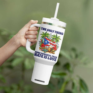 The Only Thing More Powerful Than Hate Is Love Puerto Rico Tumbler With Handle Unity and Love Boricua Heritage Pride TS02 Print Your Wear