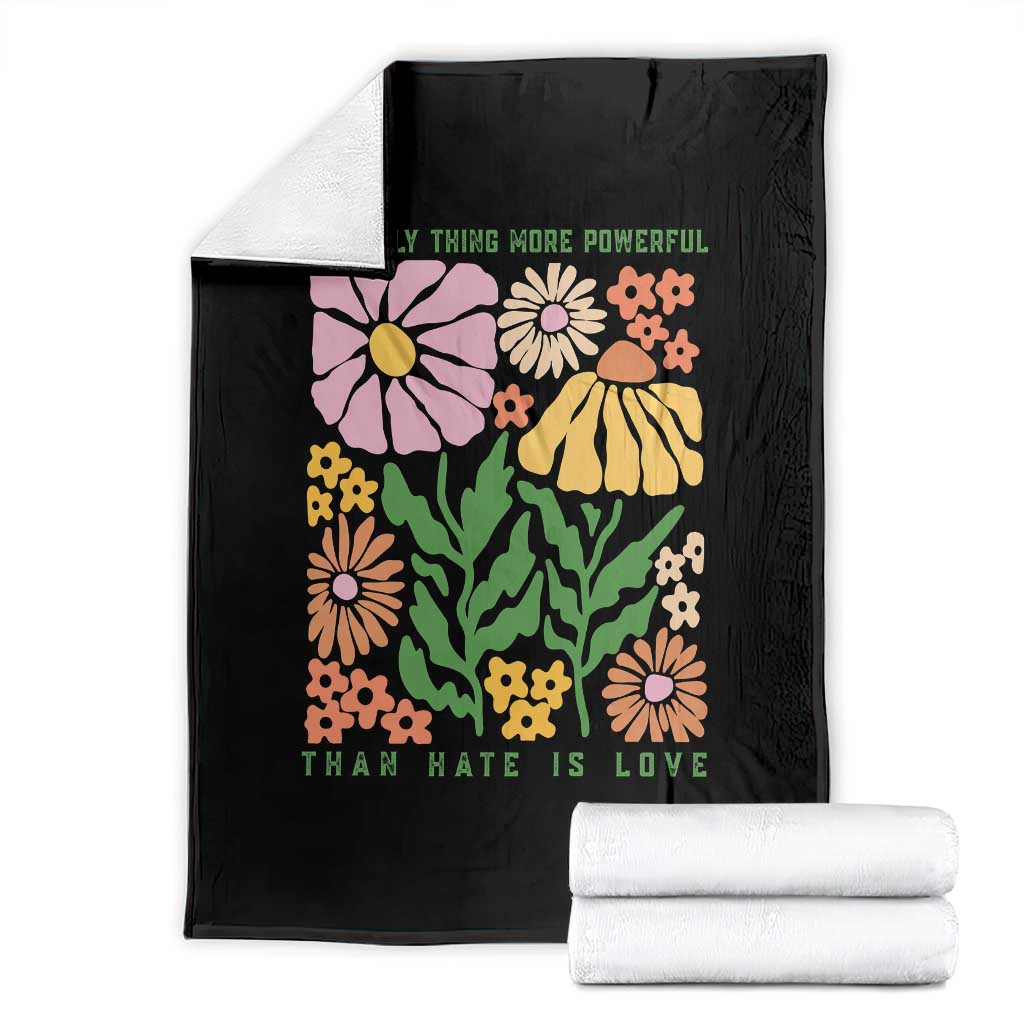 The Only Thing More Powerful Than Hate Is Love Throw Blanket Retro Floral Bunny Inspirational Quote TS02 Black Print Your Wear