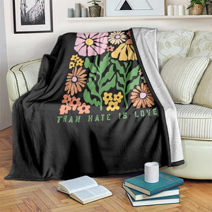 The Only Thing More Powerful Than Hate Is Love Throw Blanket Retro Floral Bunny Inspirational Quote TS02 Print Your Wear