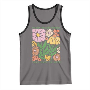 The Only Thing More Powerful Than Hate Is Love Tank Top Retro Floral Bunny Inspirational Quote TS02 Deep Heather Black Print Your Wear