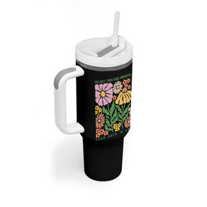 The Only Thing More Powerful Than Hate Is Love Tumbler With Handle Retro Floral Bunny Inspirational Quote TS02 Print Your Wear