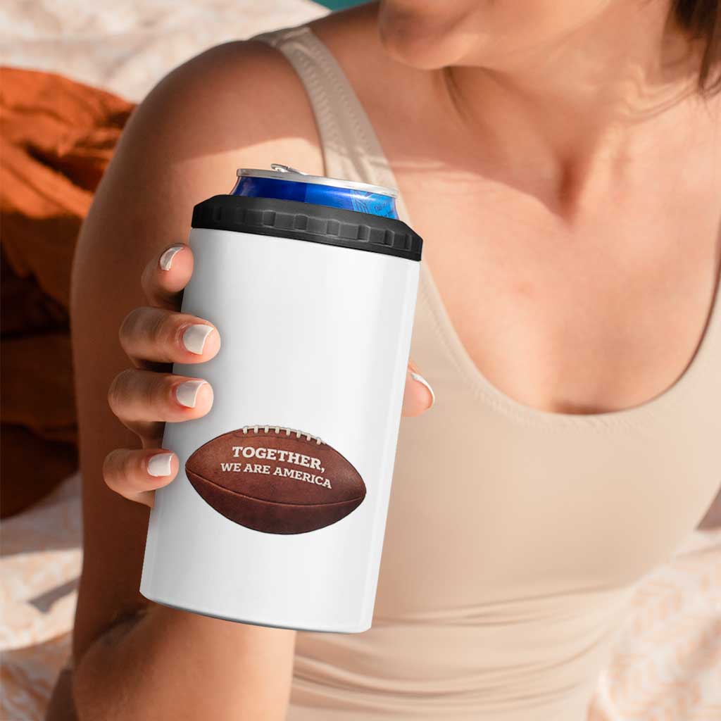 The Only Thing More Powerful Than Hate Is Love 4 in 1 Can Cooler Tumbler Together We Are America Football Bunny Inspirational Quote TS02 Print Your Wear