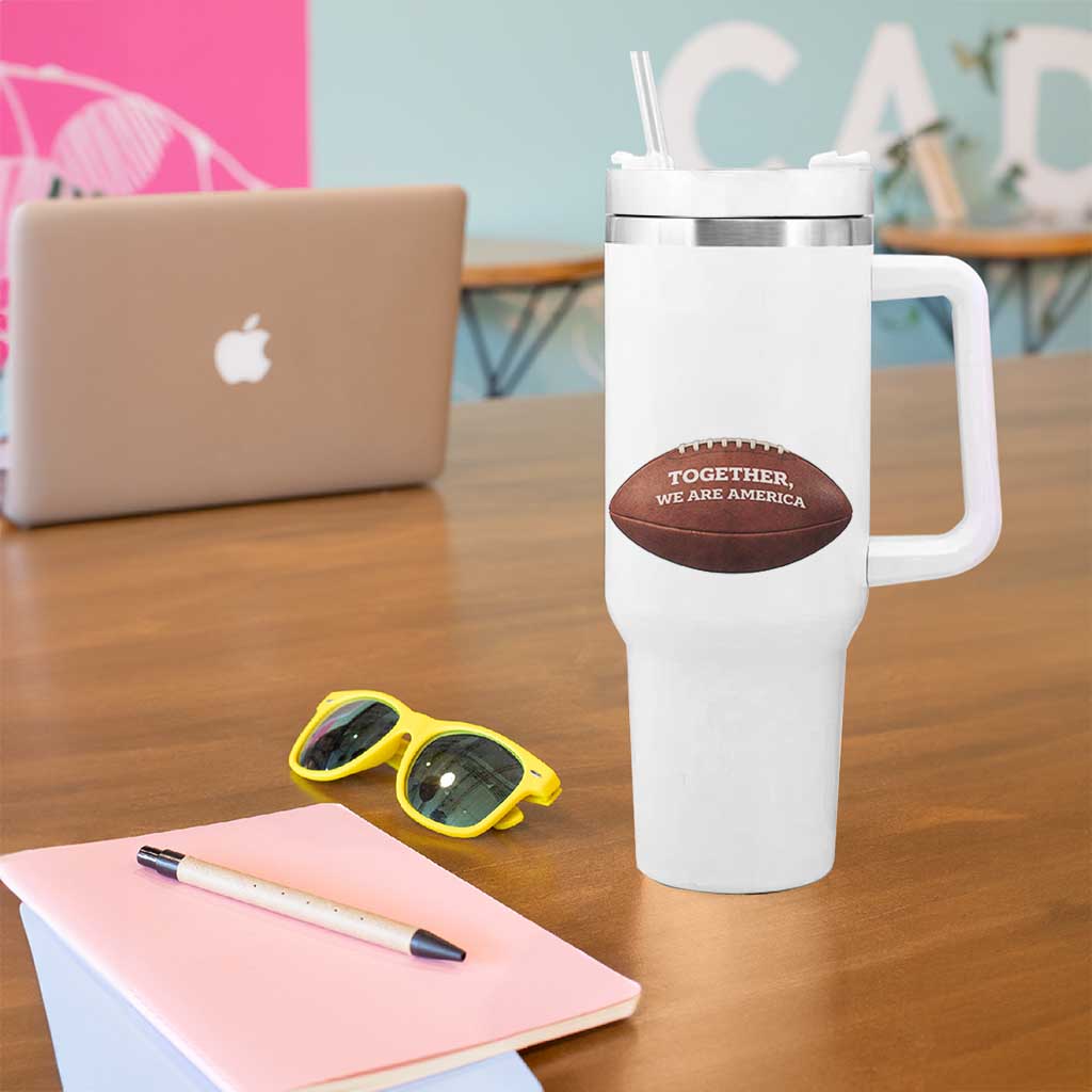 The Only Thing More Powerful Than Hate Is Love Tumbler With Handle Together We Are America Football Bunny Inspirational Quote TS02 Print Your Wear