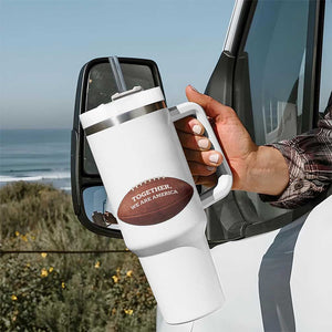 The Only Thing More Powerful Than Hate Is Love Tumbler With Handle Together We Are America Football Bunny Inspirational Quote TS02 Print Your Wear