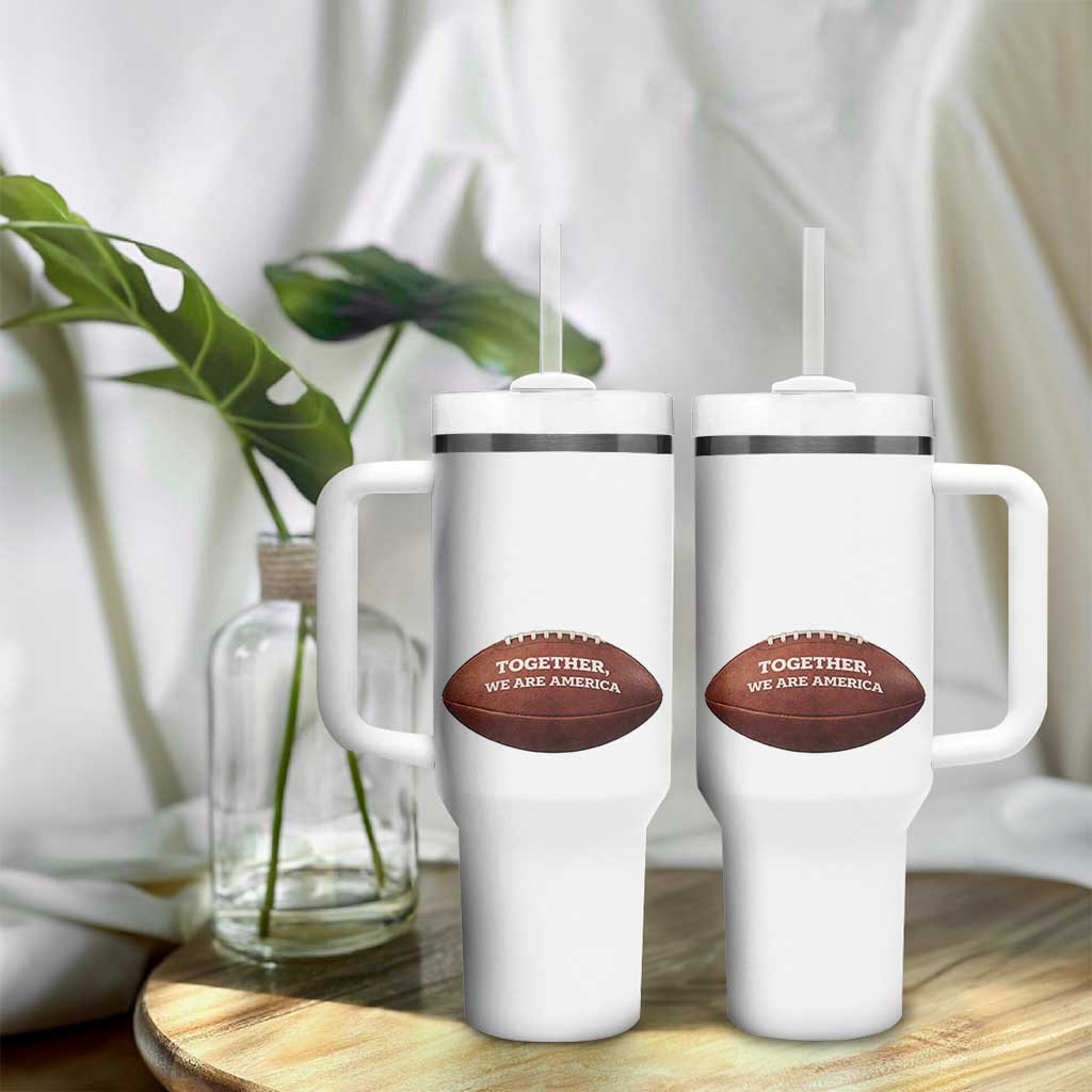 The Only Thing More Powerful Than Hate Is Love Tumbler With Handle Together We Are America Football Bunny Inspirational Quote TS02 Print Your Wear