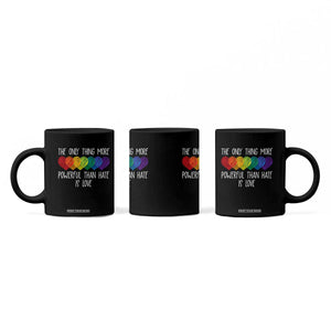The Only Thing More Powerful Than Hate Is Love Coffee Mug Rainbow Hearts Pride Unity Bunny Inspirational Quote TS02 Print Your Wear