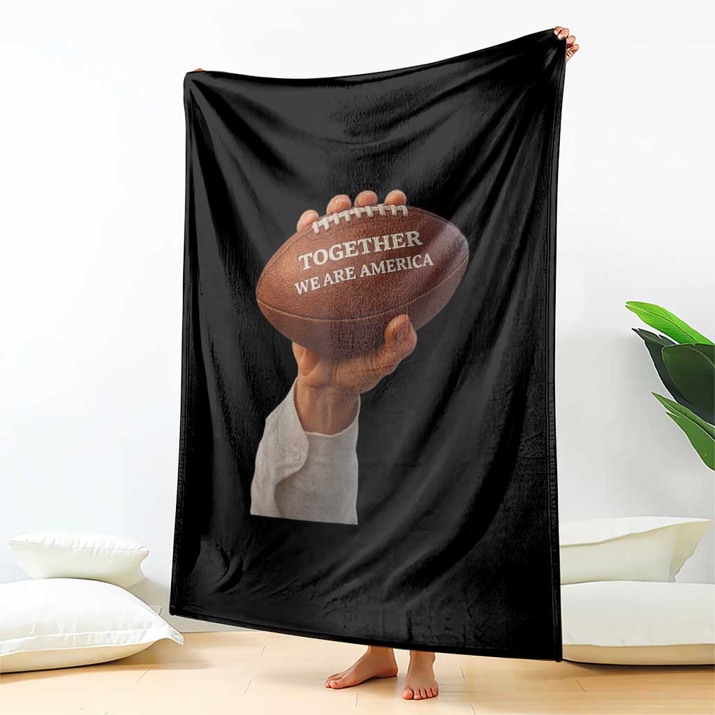 Together We Are America Bunny Holding Football Throw Blanket Unity Game Day Inspirational Quote TS02 Print Your Wear