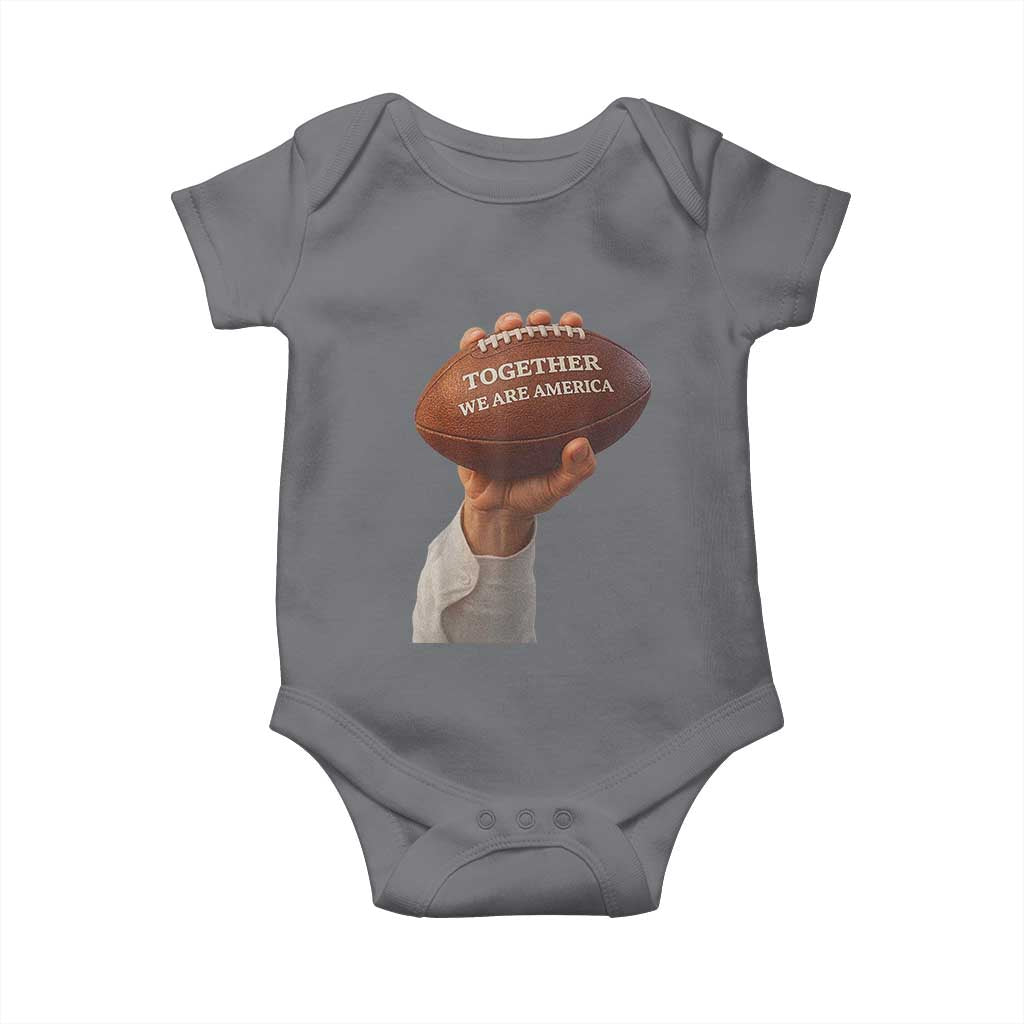Together We Are America Bunny Holding Football Baby Onesie Unity Game Day Inspirational Quote TS02 Charcoal Print Your Wear