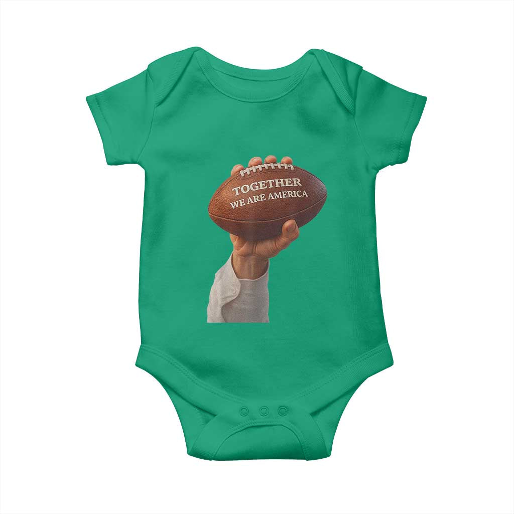 Together We Are America Bunny Holding Football Baby Onesie Unity Game Day Inspirational Quote TS02 Irish Green Print Your Wear
