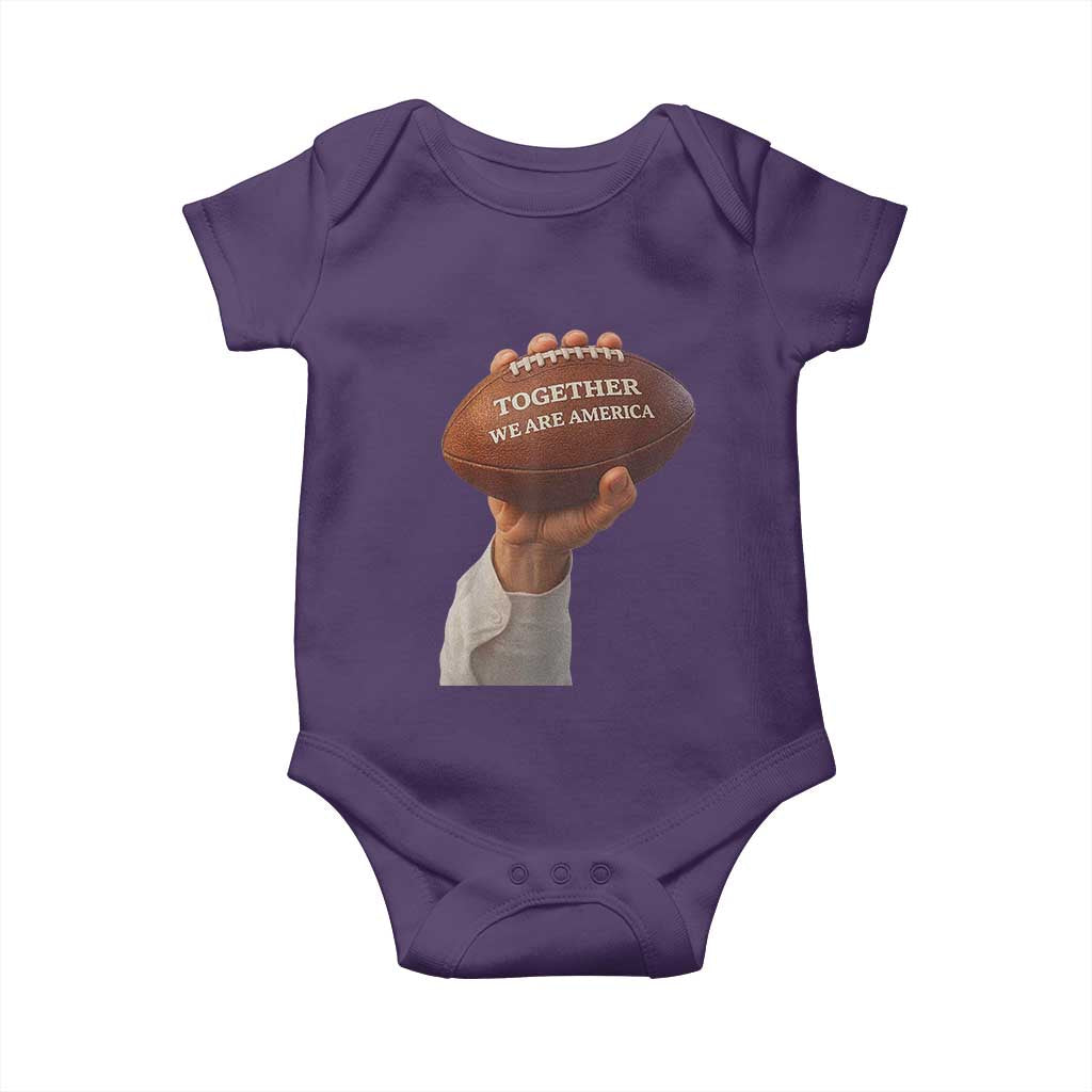 Together We Are America Bunny Holding Football Baby Onesie Unity Game Day Inspirational Quote TS02 Purple Print Your Wear