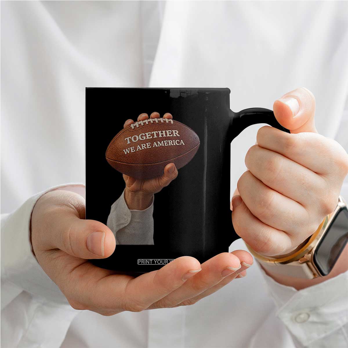 Together We Are America Bunny Holding Football Coffee Mug Unity Game Day Inspirational Quote TS02 Print Your Wear