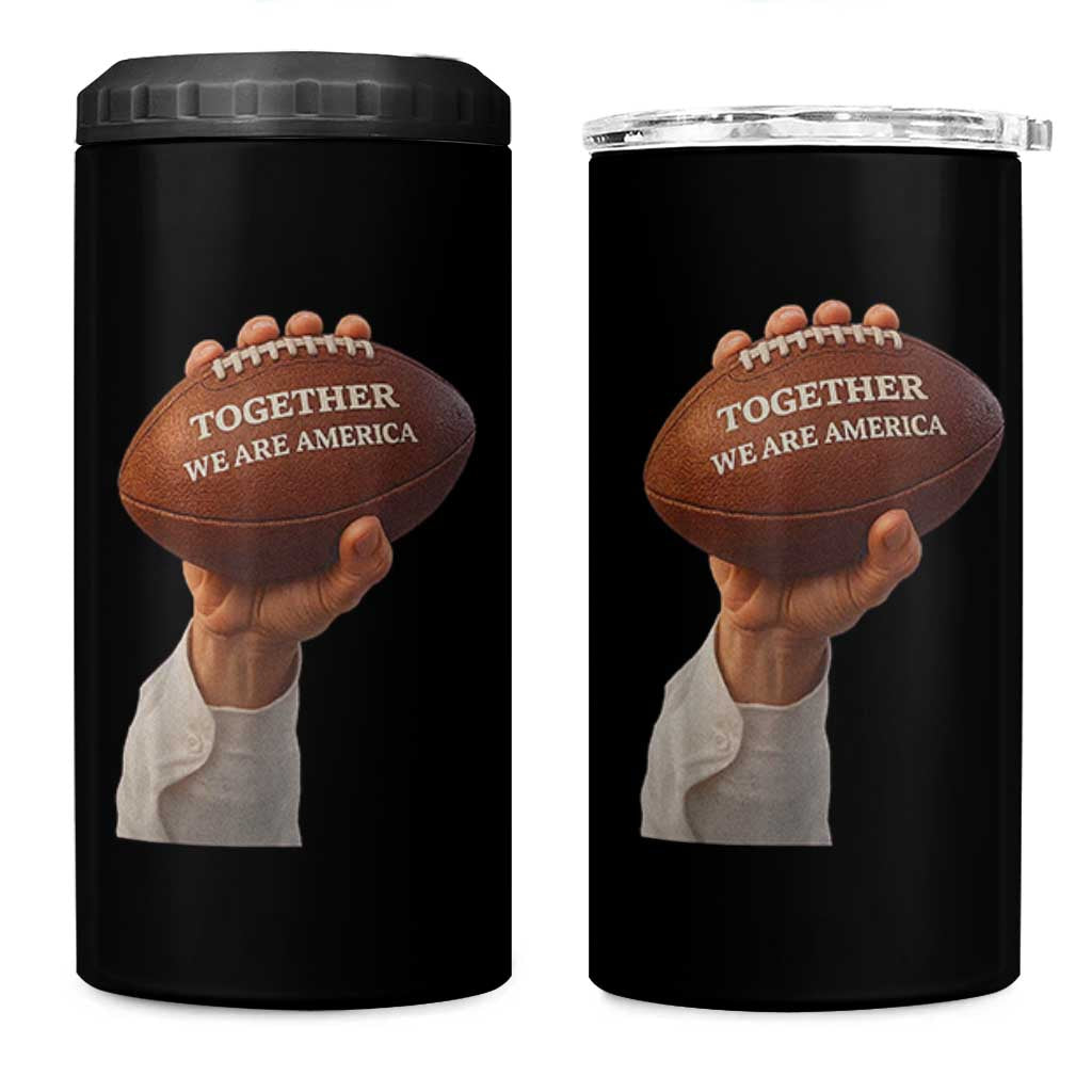 Together We Are America Bunny Holding Football 4 in 1 Can Cooler Tumbler Unity Game Day Inspirational Quote TS02 One Size: 16 oz Black Print Your Wear